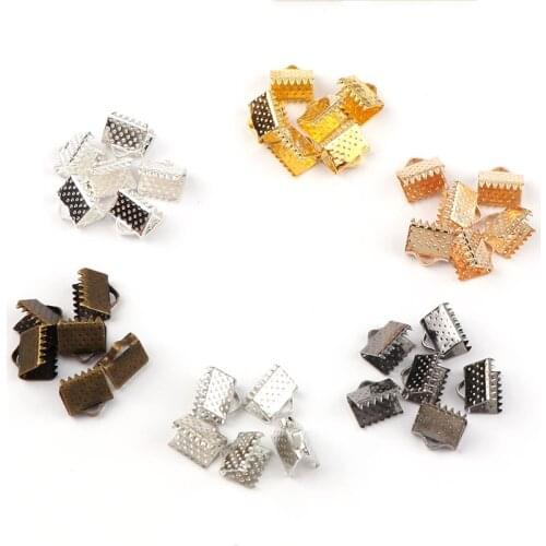 13mm Crimp beads cove clasps Cord End Caps String Ribbon leather Clip Foldover DIY Necklace Bracelet Connectors Jewelry Findings