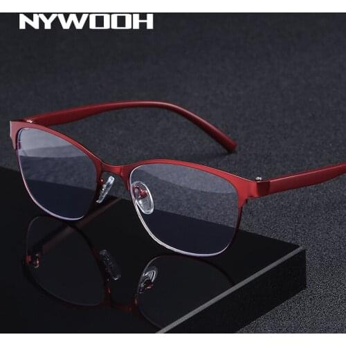 YOOSKE Anti Blue Light Cat Eye Reading Glasses Women Alloy Eyeglasses Presbyopia +1.0 1.5 2.0 2.5 3.0 3.5 4.0 Diopter