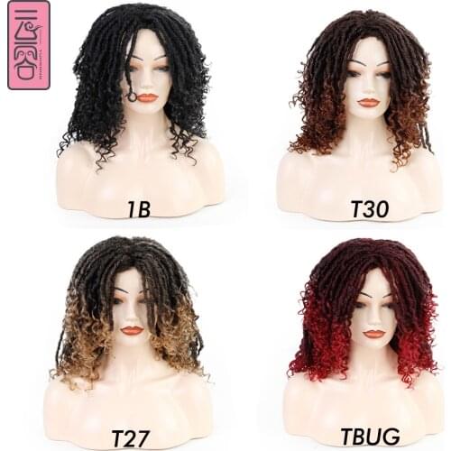 YunRong Dreadlock wig Synthetic Crochet Braided Hair for Women 15inches Black Low Temperature Flame Retardant Synthetic Fiber