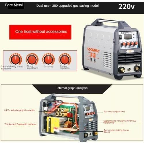 Portable Tig Welder 220V Power WS-200A 250A Pulse Tig Arc 2 In 1 Professional Tig Argon Gas Welding Tig Welding Machine