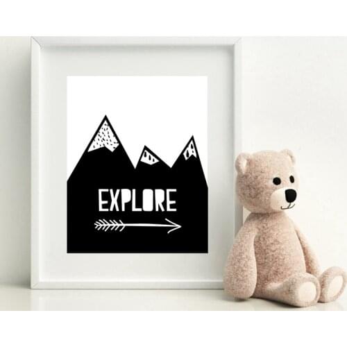 Nursery Prints Mountains Arrow Poster Kids Playroom Decor Explore Black Arrows Picture Canvas Painting Wall Art Decoration