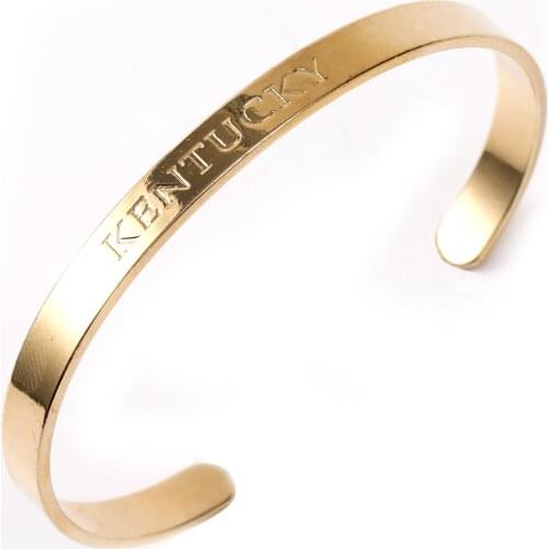 Simple KENTUCKY Letters Bangle Fashion Jewelry Gold Color Copper Cuff Bracelets & Bangles For Women Man Party Lovers' Gift