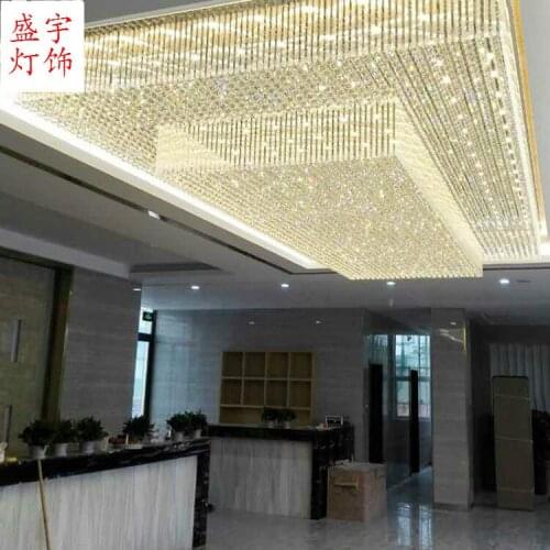 Rectangular crystal lamp living room hotel sales department hotel lobby KTV modern minimalist ceiling lamp