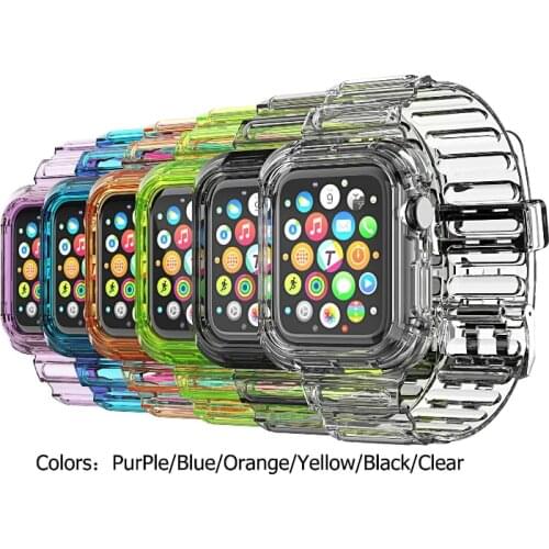 For Apple Watch Band 42mm 44mm Fashion Transparent Silicone Wristband 38mm 40mm Suitable For Applewatch Watch Band SE New