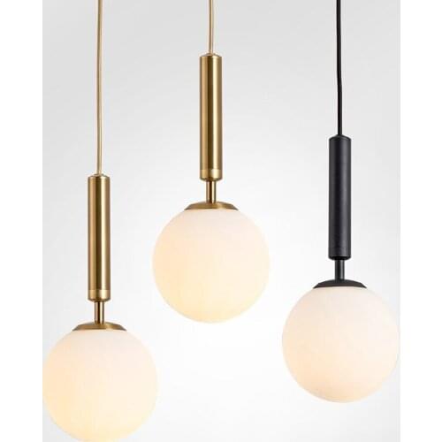Nordic Glass Ball Pendant Lamp gold black Accessories Home Decor Indoor Lighting Industrial Suspension Led Bulb Bedroom Bedside