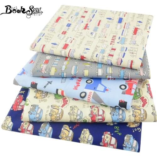 Booksew Car Cartoon Printed 100% Twill Cotton Fabric for Patchwork Home Textile DIY Apparel Sewing Cloth Quilting Handicrafts