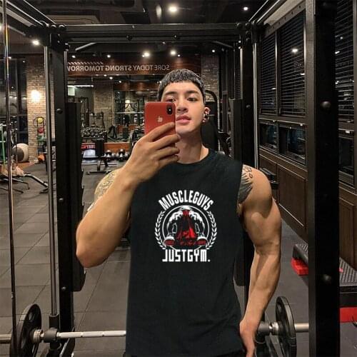 Muscleguys New fashion cotton sleeveless shirt tank top men fitness shirt men gym bodybuilding workout gym singlet vest