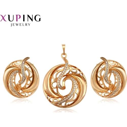 Xuping Big Round Exquisite Jewelry Sets for Women Gold Color Plated Ancient Environmental Copper Colorful Gifts 65409