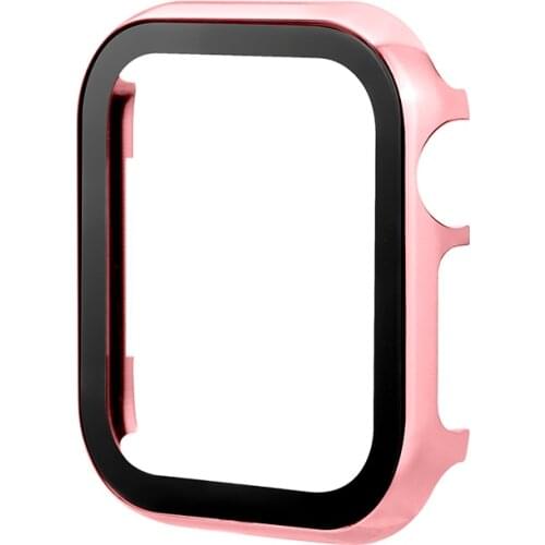 Bright Aluminum Protective Case for Apple Watch 40mm 44mm 38MM 42MM Shell Cover Iwatch Series 6 SE 5 4 3 2 Glass Protective Film