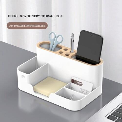 Office Desktop Stationery Storage Box is divided into boxes to receive office supplies simple plastic pen holder for easy storag