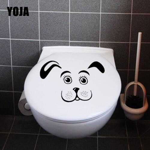 YOJA 23.7X17.2CM Home Decor Wall Sticker Puppy Dog Pet Animal Kids Room Toilet Stickers T5-1516