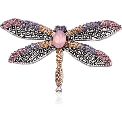 Colorful Crystal Dragonfly Brooches for Women Butterfly Insect Animal Brooch Pins Shirt Suit Shawl Accessories Gifts Cute Broche