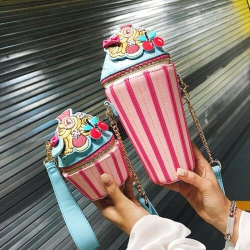 Women Handbag Embroidered Applique Fashion Striped Ice Cream Design Ladies Shoulder Bag Crossbody Mini Messenger Bag Pouch Flap