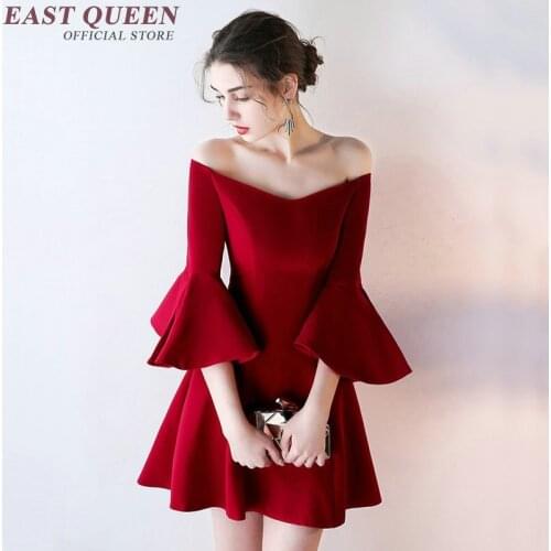 Elegant ladies modern qipao dress solid color modern Chinese dress fit and flare bare shoulder dress with flounces AA2223 Q