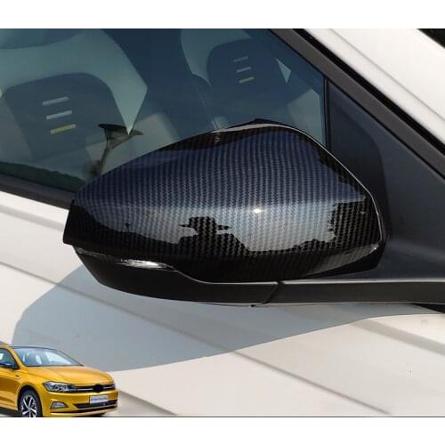 2x Car Side Door Rearview Mirror Frame Cover Trim ABS Chrome Decoration Left and Right for VW Polo 2018 2019