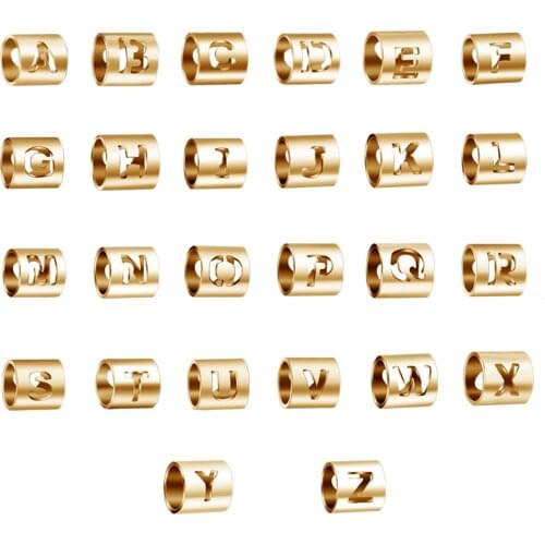 26Pcs/Lot Alphabet Bead Initials Stainless Steel From A-Z Whole 26 Letters for DIY Making Bracelet Necklace 6*6mm