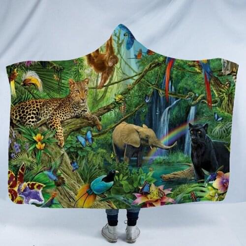Custom 3D Cartoon Zoo Blanket Coral Fleece Psychedelic Hoodie Blankets For Kids Adults Sofa TV Throw Blanket Dropship