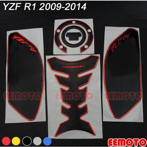 3D Motorcycle Tank Pad Protector decoration Stickers Decals Gas Fuel Knee Grip Traction Side for YZF-R1 YZF1000 2009-2014