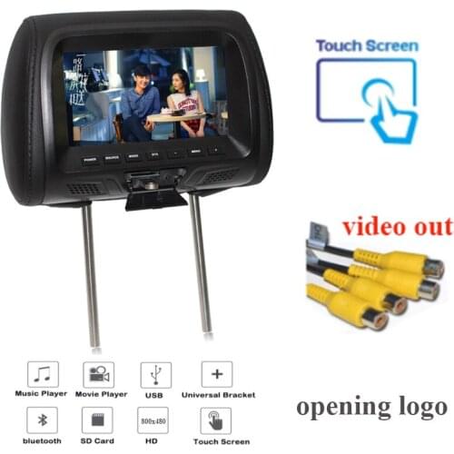 7inch touch screen headrest multimedia player with USB SD BLUETOOTH phone link earphone jack video out rear seat monitor mp5