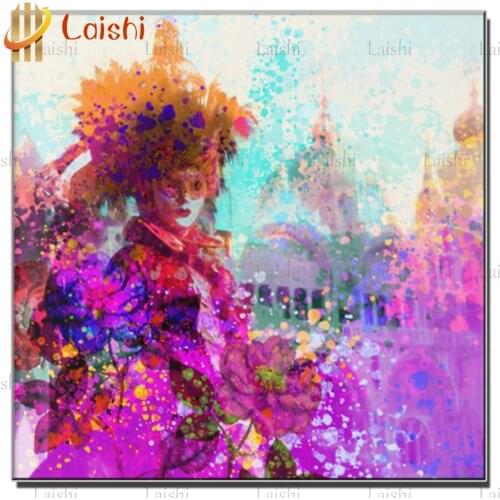 DIY Diamond Painting Doodle mask woman diamond Embroidery 5d mosaic Diamond needlework cross stitch mosaic full drill room decor