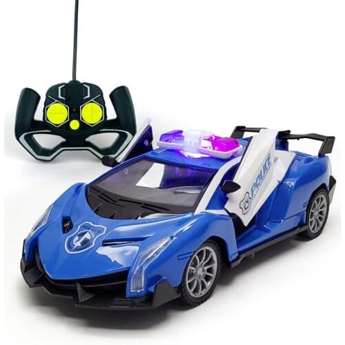 1/22 RC Police Car Electric Cop Car Toy one button open doors Remote Control Vehicles Toys For Kids Birthday New Year Gifts