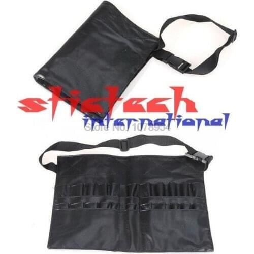 By dhl or ems 20pcs Black Two Arrays Makeup Brush Holder PVC Apron Bag Artist Belt Strap Protable Make Up Bag Cosmetic Brush Bag