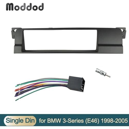 For BMW 3 Series E46 1998-2005 Din Fascias Radio CD Stereo Panel Dash Trim Kit Surround Frame Plate Harness + Antenna Adapter