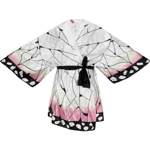 Demon Slayer Bathrobe Cosplay Kochou Shinobu Onesies Pyjama Costume Halloween Pyjamas Sleepwear Night Gown