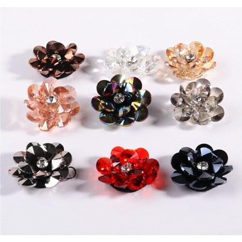 Crystal Acrylic Flowers DIY Beaded Patches Korean Edition Bowknot Embroidery Hair Ornament Hairpin Handmade Sewing Accessories