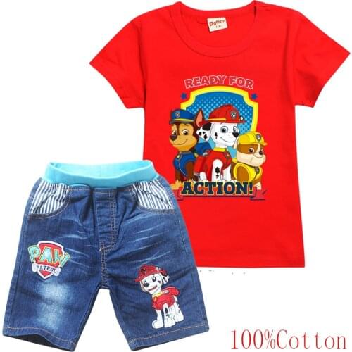 Fashion Boys clothing set kids Girls PAW PATROL T shirt Print toddler Baby girl children suits Outfit 2-8Y