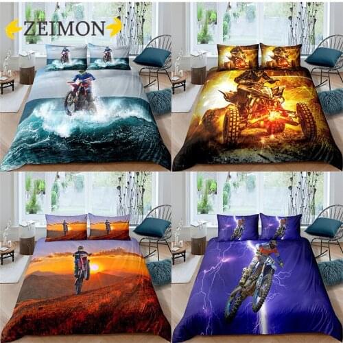 ZEIMON Riding Motorcycle Bedding Set Soft Polyester Duvet Cover with Pillowcase Twin Full Single Double Fashion Home Decoration