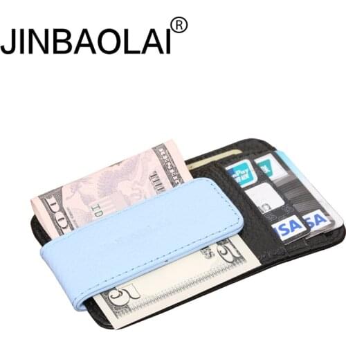 JINBAOLAI purse Genuine Leather wallet short Magnetic buckle wallets First layer Cowhid Multifunction card holder