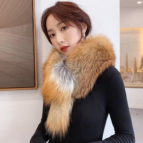 Lantafe Fox Fur Scarf Ladies Scarf Long Hair Thick Scarf High Quality Fur Keep Warm Winter Outdoor Cold Prevention Scarves