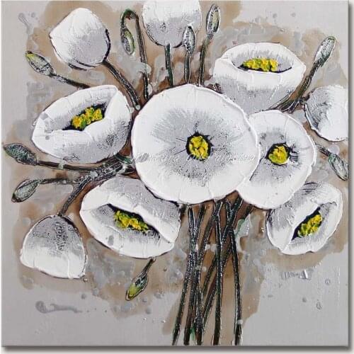 Hand painting High Quality White Flowers Home Decoration Oil painting On Canvas Home Wall Art Decor For Living Room Picture
