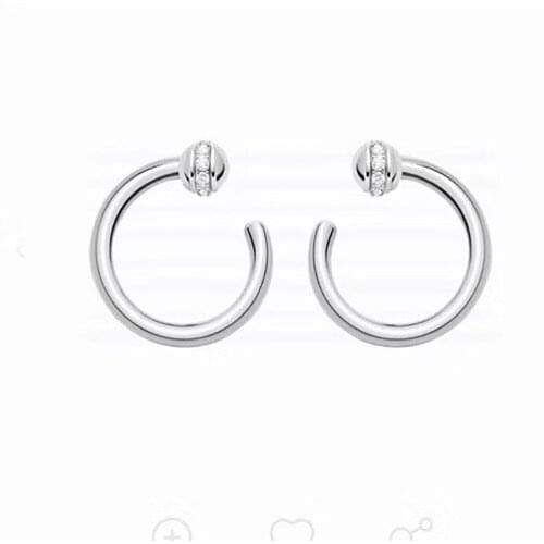 Fashion Jewelry 925 Sterling Earrings Rose Gold Nail Earrings Circle Stud Earrings Fashion Jewelry Top Quality Silver Jewelry