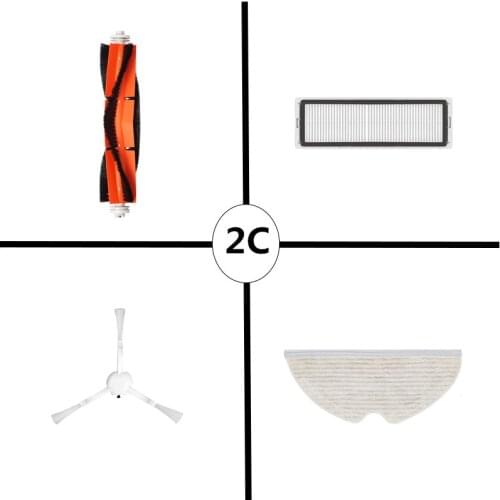 Washable Accessories Main brush Side brush hepa filter mop rag For xiaomi Mi Robot Vacuum mop 2c Robot Vacuum Cleaner Parts Kits