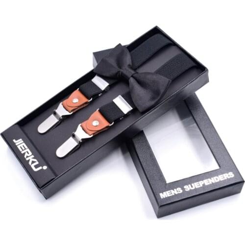 Mans Suspenders with Bow Tie 3 Clips Leather Braces Set Suspensorios Trousers Strap Gift For boyfriend High Quality Tirantes