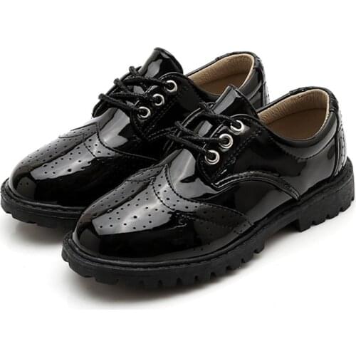 2020 New Kids Leather Shoes Big Boys Wedding Party Dress Shoes Children Soft Anti-slip School Uniform Shoe Big Kid Casual Shoe