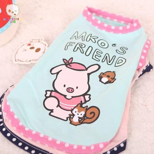 Pet Clothes Accessories For Dogs And Cats Dog Clothes Summer T-shirt Cute Cartoon Pig Design Dog Vest Cat Clothing Puppy