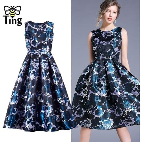 Tingfly Retro Elegant Rose Floral Printing A Line Dresses Casual Princess Ball Gowns Party Night Dresses Zaful Vestios Robes Za