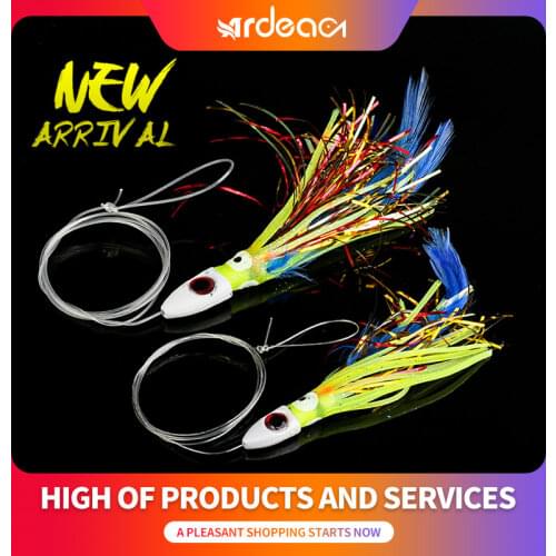 Ardea Squid Bait 1Pcs Resin Octopus Hook With Fishing Line 140mm/150mm 16g/24g Trailers Silicone Skirt Tuna Seawater lures