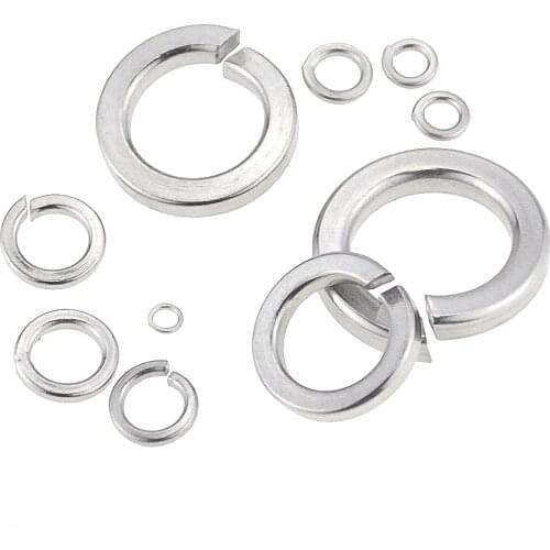100PCS M1.6 M2 M2.5 M3 M4 M5 304 Stainless Steel Spring Split Lock Washer Elastic Gasket
