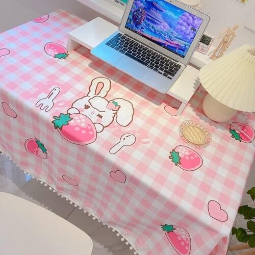 Rectangular Princess Tablecloth With Ball Cartoon Pattern Dining Kawaii Pink Table Cloth Cover Birthday Gift Party Decorations