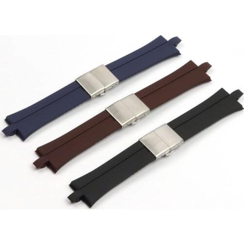 27mm*22mm Blue Brown Black soft Silicone Rubber Watchband For Porsche strap Design P6360 Watch Accessories Belt bracelet tools