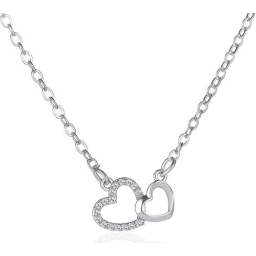 Romantic Simple Heart-Shaped Necklace Exquisite Crystal Zircon Pendant Clavicle Chain Womens Jewelry