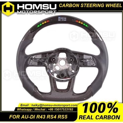 Carbon Fiber Flat Bottom Steering Wheel For audi 2018 R43 RS4 RS5 Carbon Fiber Flat Bottom Steering Wheel