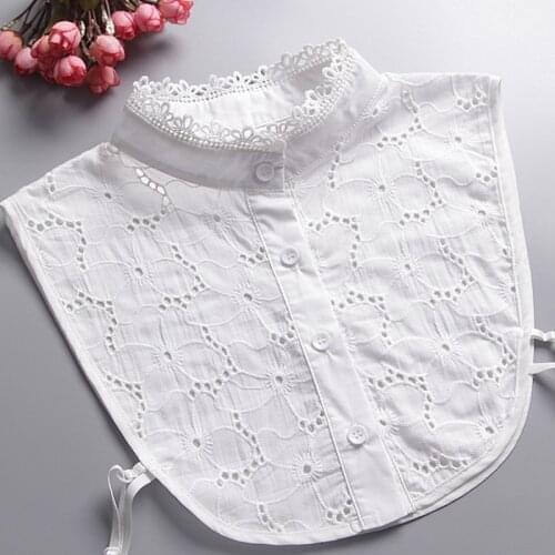 Detachable Collar False Removable Collar Women Lapel Choker Necklace Shirt Fake Lace hollow cotton Stand collar shirt female