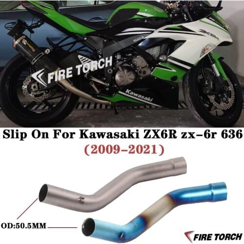 Slip On For Kawasaki ZX6R 2009-2021 zx-6r 636 Motorcycle Exhaust Escape Modified Titanium Alloy Catalyst Delete Middle Link Pipe