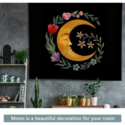 Sun Tapestry Bohemia Sun Moon Floral Print Tarot Wall Decoration Wall Tapestry Wall Hanging Wall Decor Blanket Bedding Curtain
