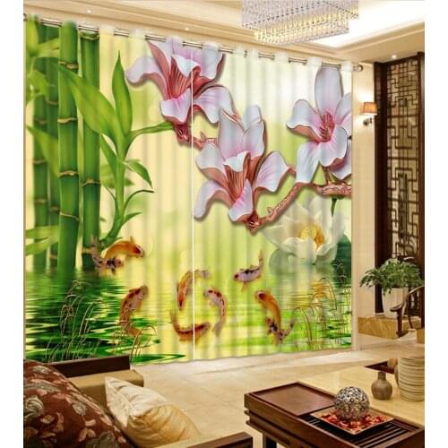 Modern window curtains custom window curtains for living room luxurious Fish rich bamboo curtains for kitchen